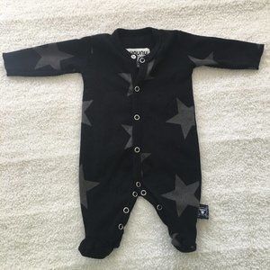 Nununu black with gray stars long sleeve body suit